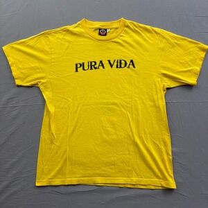 Vtg Imperial Beer Costa Rica Pura Vida Graphic T-Shirt Men M Yellow Short Sleeve